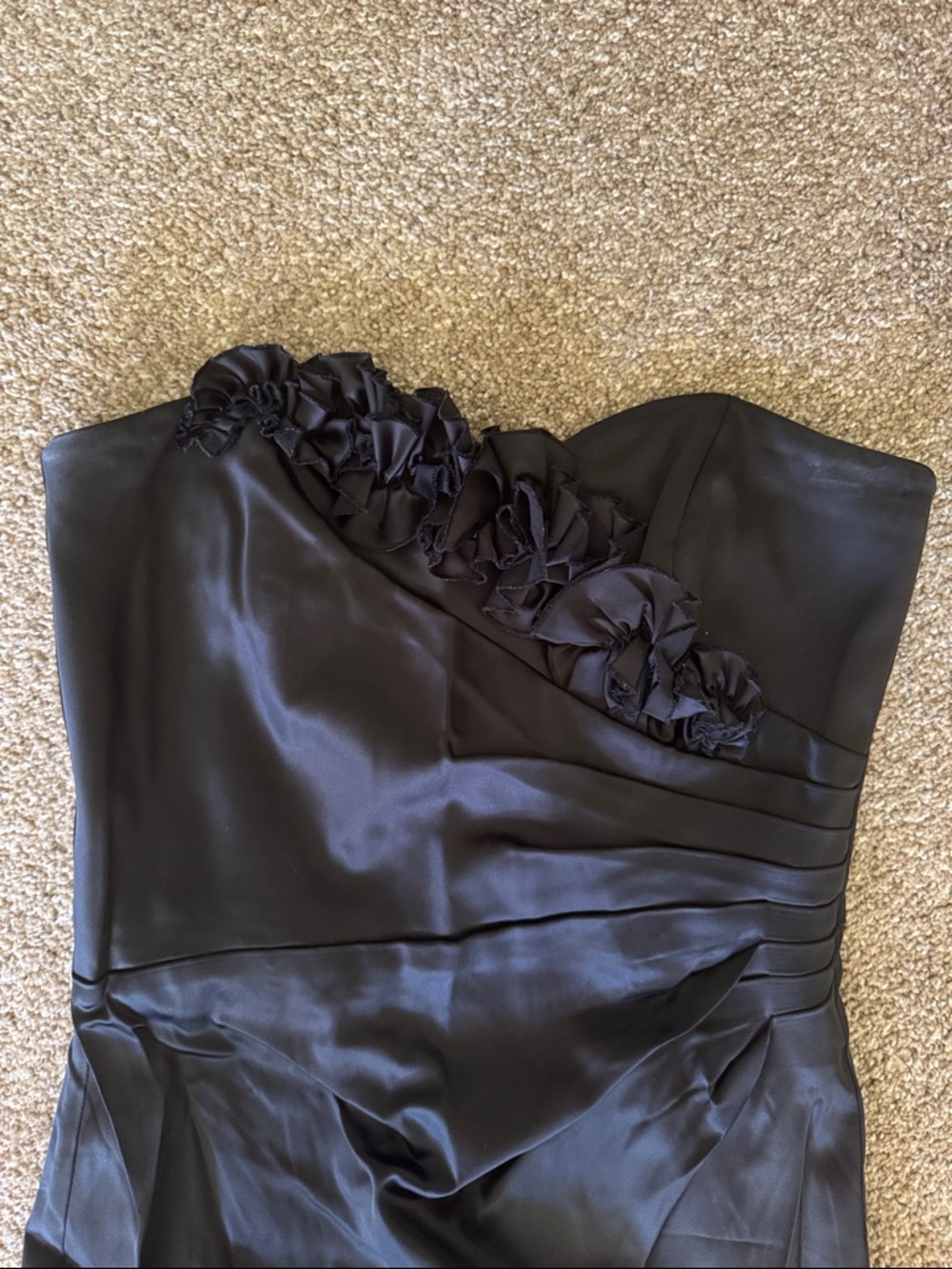 White House Black Market Black Strapless Ruffled Bodice Cocktail Dress - Picture 2 of 4